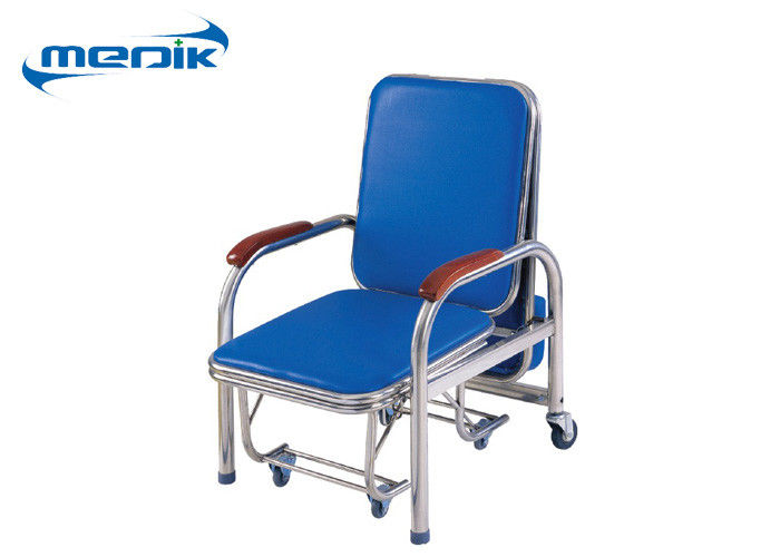 Kursi Furniture Rumah Sakit Lipat Stainless Steel Attendant Bed Cum Chair With Castor