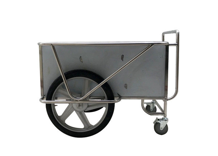 Trolley Stainless Steel obat-obatan medis dengan dua roda besar / dua kecil kastor