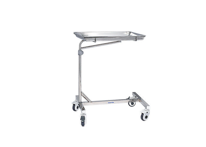 Tinggi Adjustable Mayo Table Satu Tray Empat Kastor Rumah Sakit Trolley