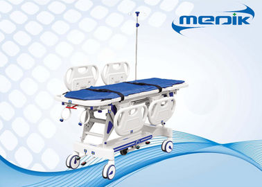 Ketinggian Adjustable Luxury Patient Transportation Trolley Dengan 4 Pcs PP Siderail