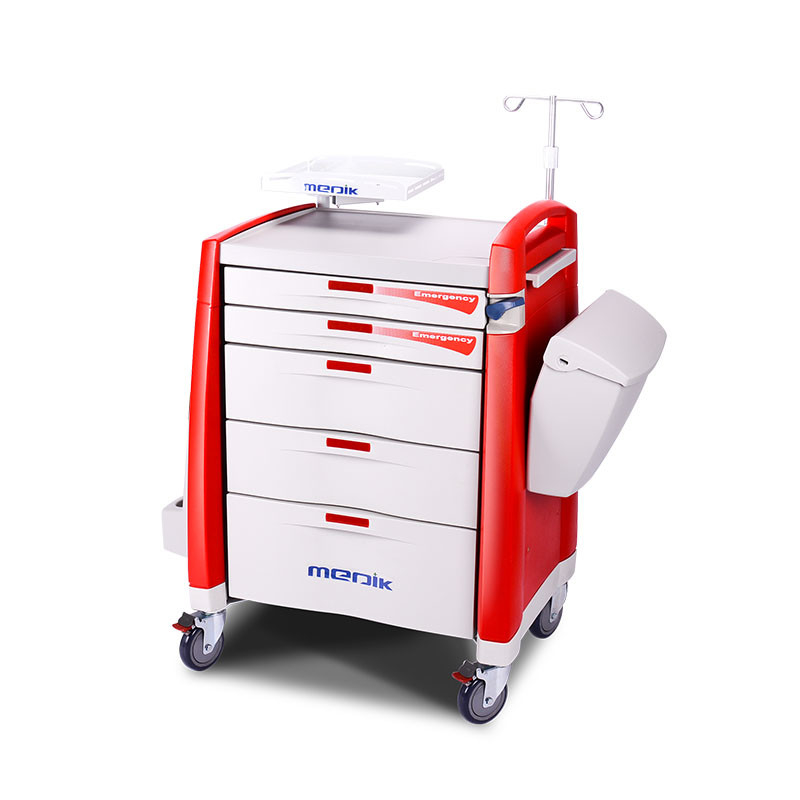 Self Locking Otomatis 5 Laci ABS Utility Medicine Trolley Cart